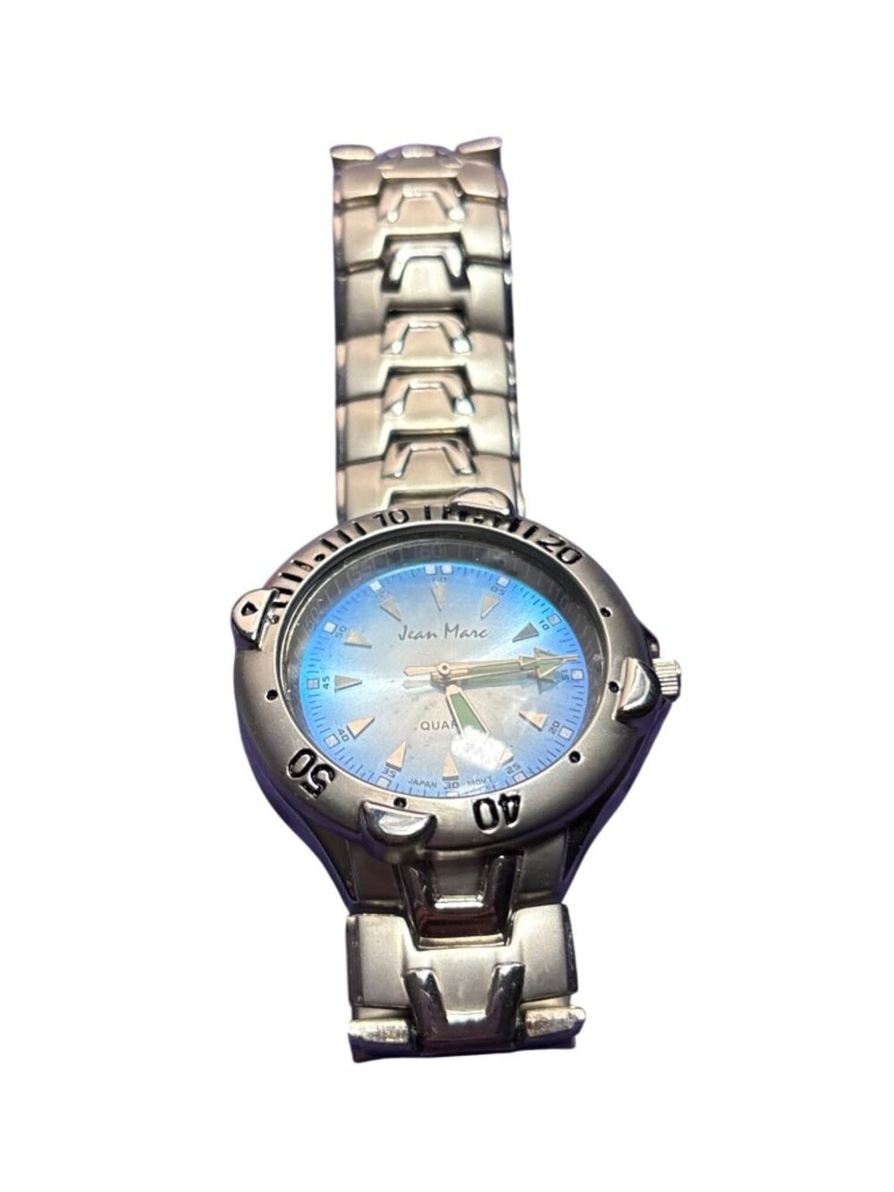 Jean Marc Silvertone Watch Blue Face Untested